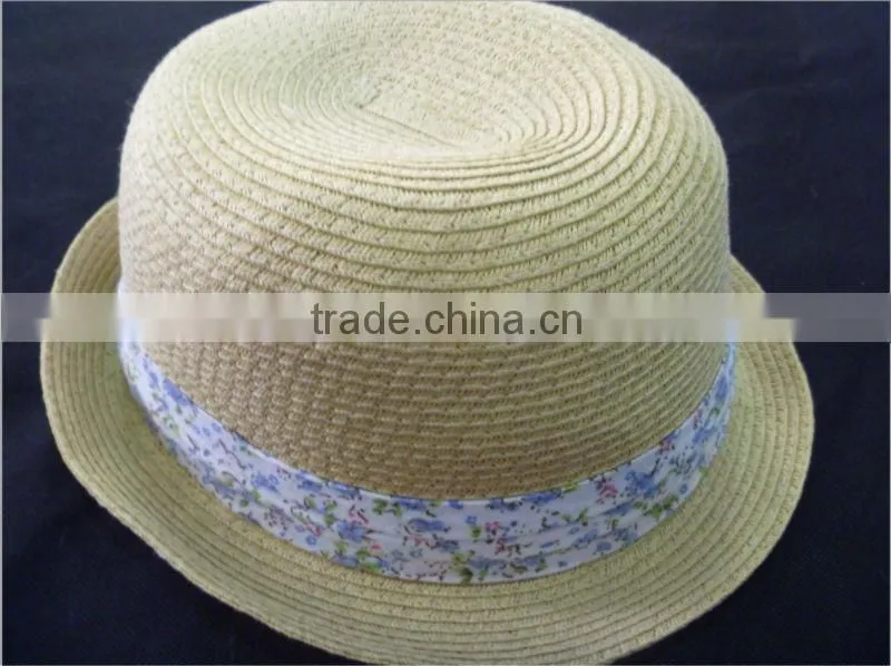 2014 Girls paper straw trilby hat