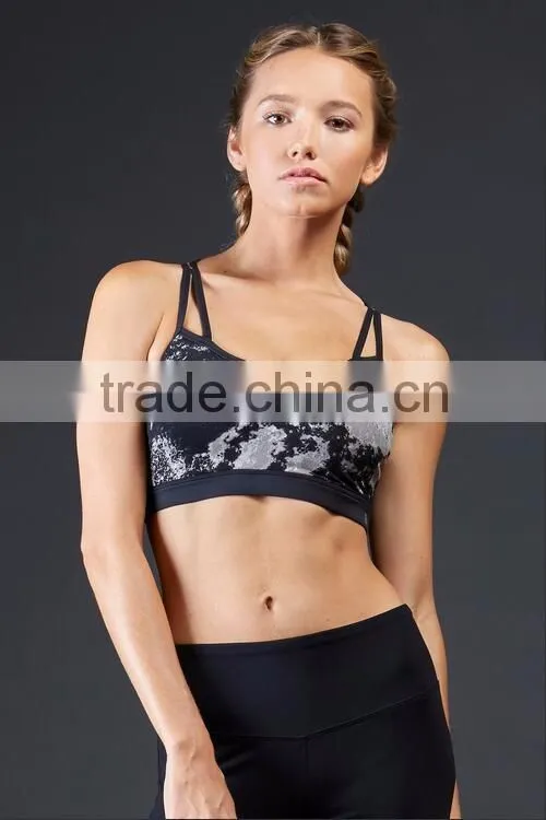 Manufuturer Custom Design Strappy Printed Women Fitness Sports Bra