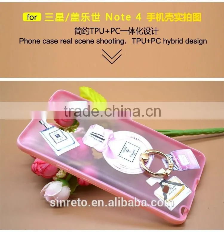 Phone Case For Samsung Note4 Slim Prefume TPU+PC With metal Ring