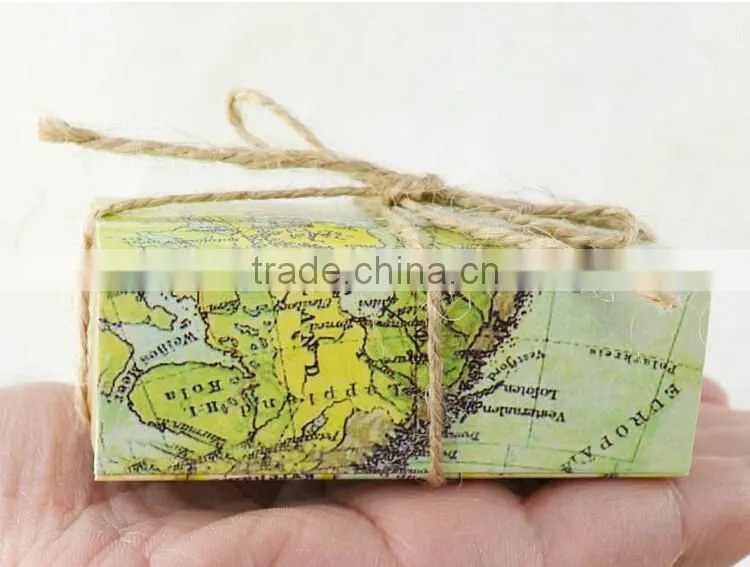 Unique wedding favour boxes map wedding favor box kraft favour boxes