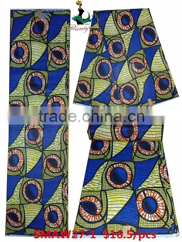 2016 real Wax Fabric with 100 cotton print wax hollandais fabric for african SMAW27