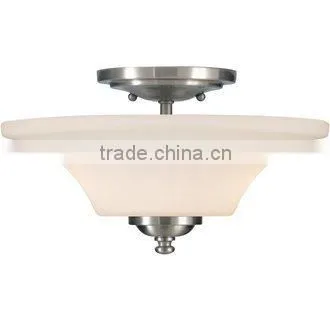 Brushed Steel 2 Light Semi-Flush Ceiling Fixture