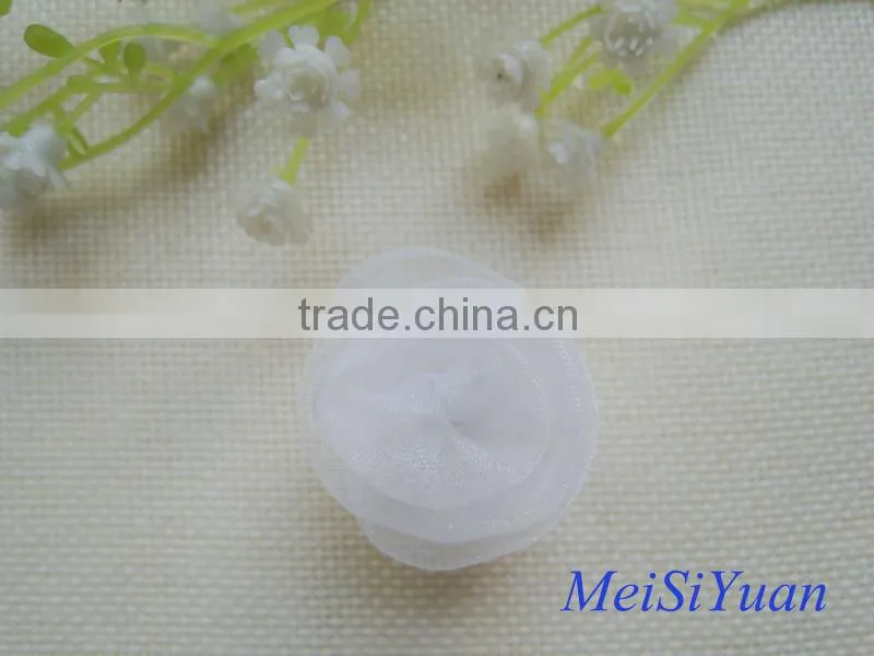 Wholesale cheap sheer ribbon rolled rosette for decoration