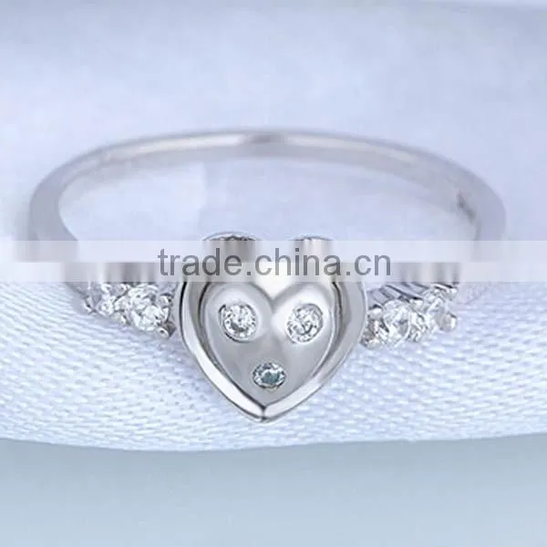 Korean edition fashion jewelry heart design 925 sterling silver wedding rings