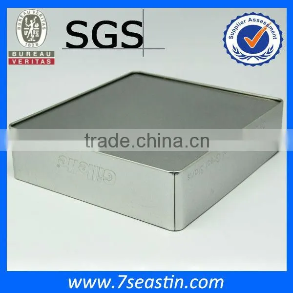 pantone color paint big square metal cosmetic tin box/can with window lid
