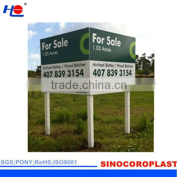 aging resistance plastic polypropylene coreflute convenient to move signboard
