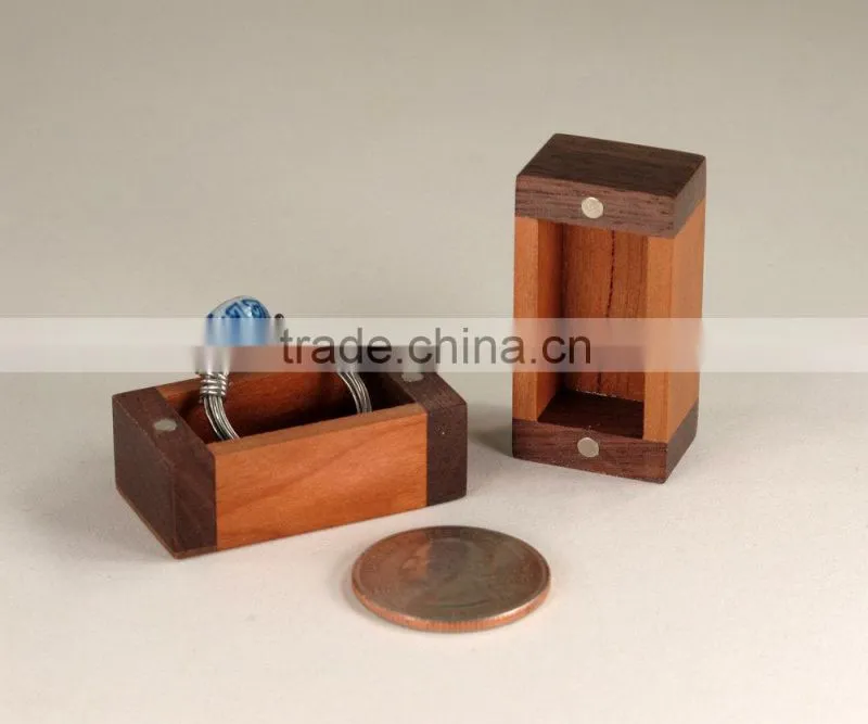 Super mini black walnut wood ring box wholesale