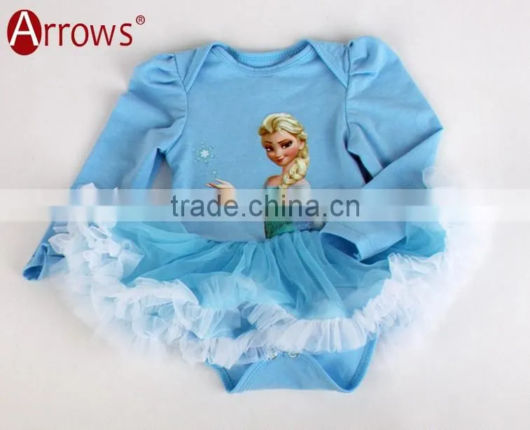 LTZ008-B 0-12 Month Girl Dress Blue Girl Dress Princess Long Sleeve Dress Wholesale Dance Dress