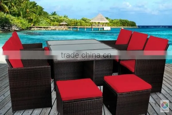 Outdoor poly rattan furniture cube set, Vietnam high quality poly rattan