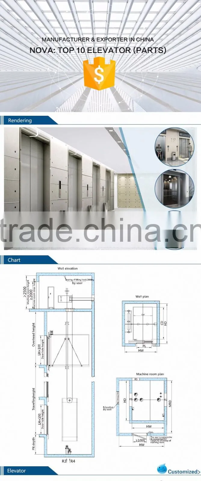 low noice elevators and elevator parts lift hospital elevator