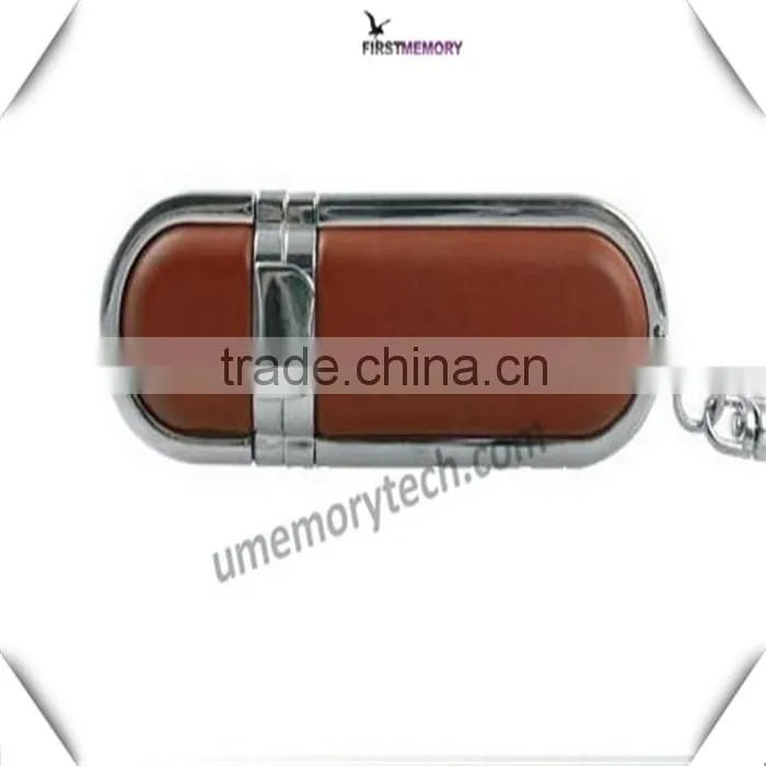 Leather material Commercial Memory Stick 32GB 64GB Key Chain Pendrive