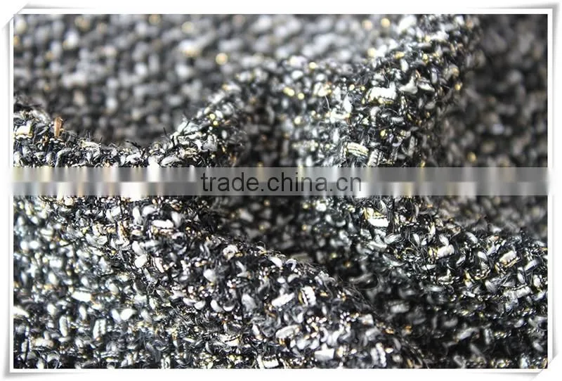Wholesale Gold Metallic woven jacquard wool fabric, woven dress fabric for Girls