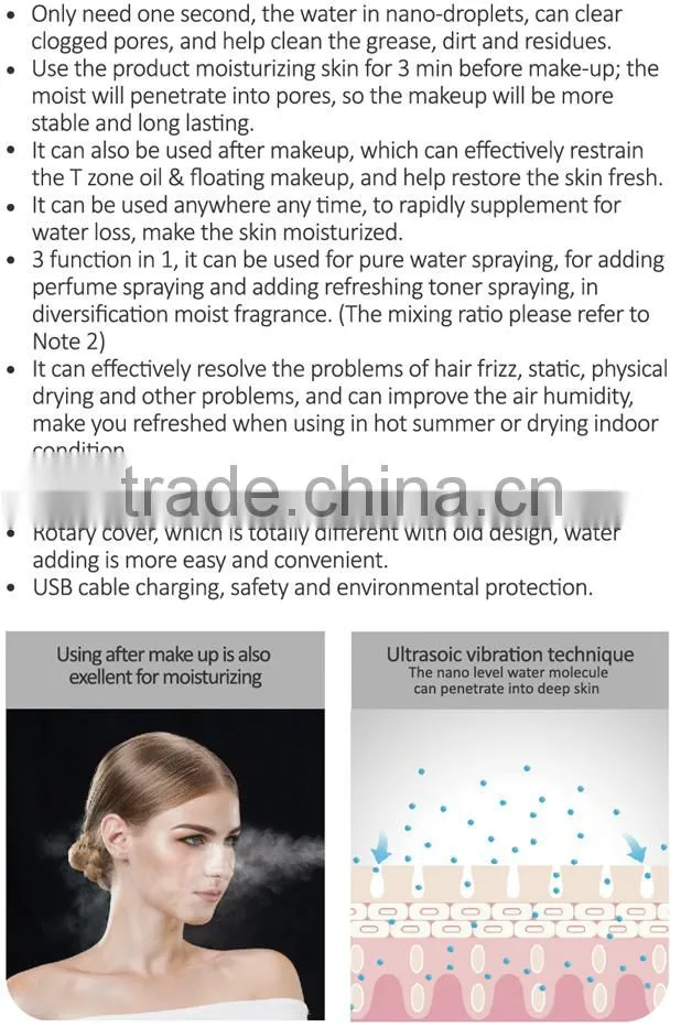 2016 Electric Facial Mist Sonic Essential Oil Spray Face and Hair Steamer for Skin Deep Moisturizing