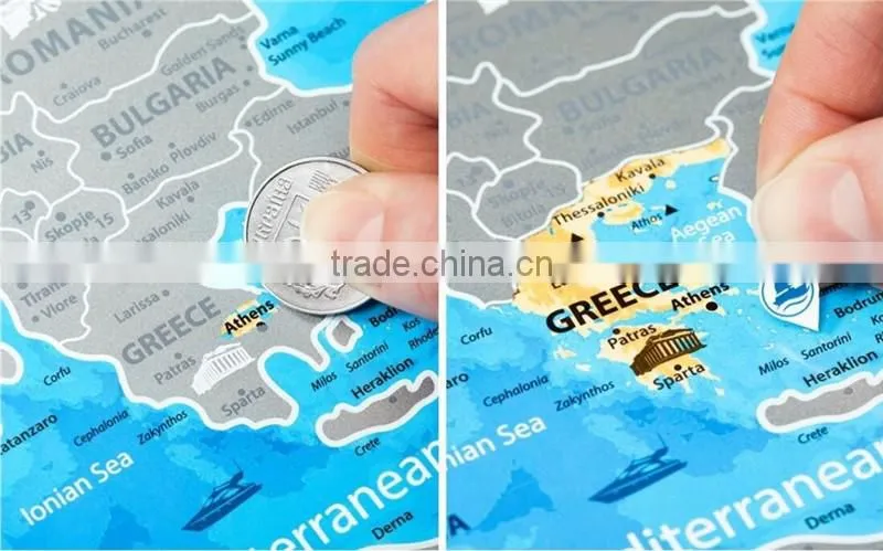 Detailed Europe Map with Scratch off Stickers Large Size Tube Packaging