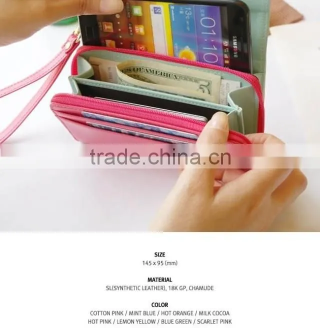 Crown smart pouch leather PU wallet case handbag for iPhone/Galaxy S/Smart Phone, comestic Jewelry bag