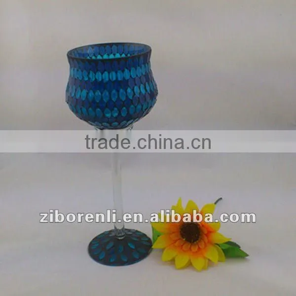 Asian Antiques Tall Colored Mosaic Table Vase Modern Cheap Royal Blue Wedding Decoration