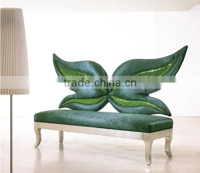 fancy fun Romantic high back decoration leisure chair butterfly green velvet wedding chair hotel photo studio shop window chair