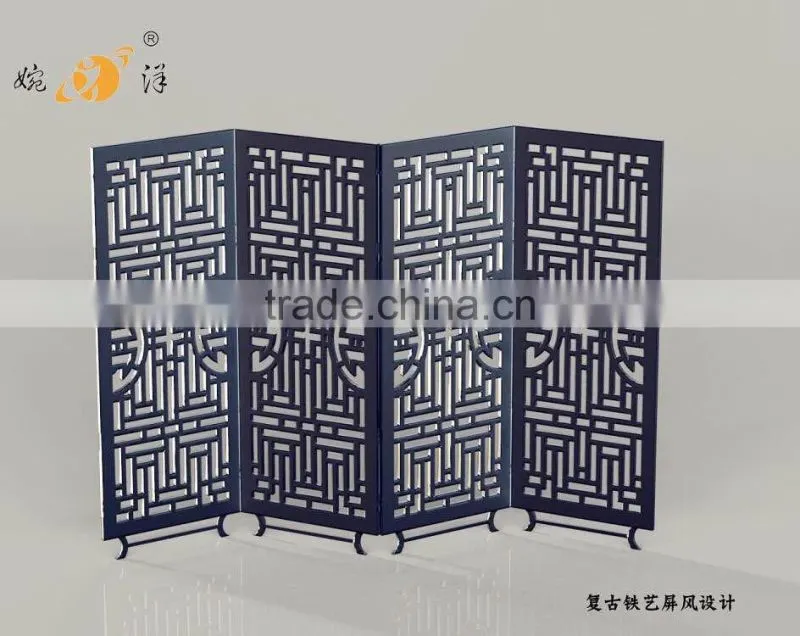 Chinese style hotel indoor decorative cheap metal folding screen room divider