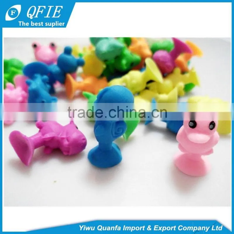 2017 newest products mini rubber colorful cartoon stikeez bulk animal toys for coin machine