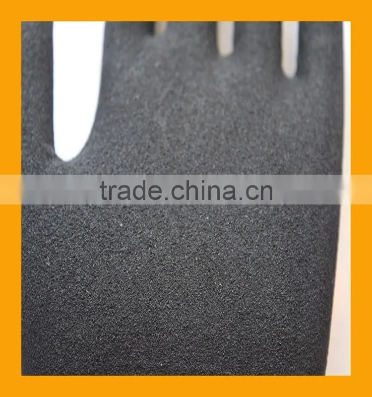 15G Seamless Nylon Shell Fully Dipped Sandy Nitrile Gloves