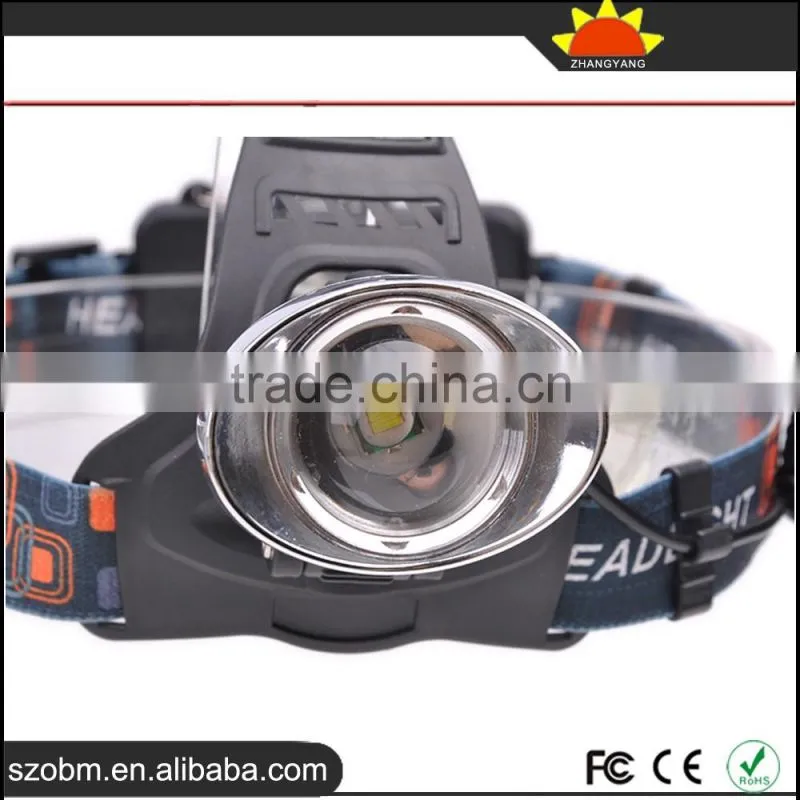 OEM XML-T6 LED 1000 Lumens 3 Mode Zoom Gold ingot shape LED Headlamp