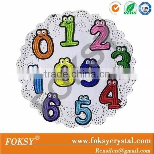 hot sale colorful numbers 0-9 design patch embroidered