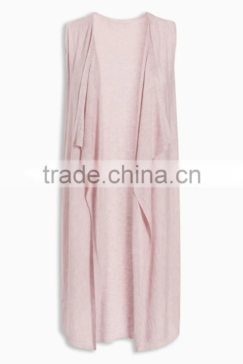 2016 Smart Sleeveless Sparkle-Yarn Cardigan With Waterfall Front HSC8007