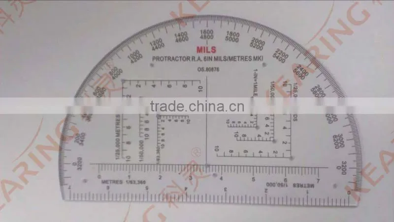 6 inch military protractor for soldiers training, transparent high quality protractor for military, half moon shape #KMP-1