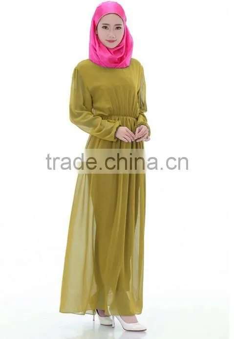 fashion summer long sleeve chiffon hijab muslim dress