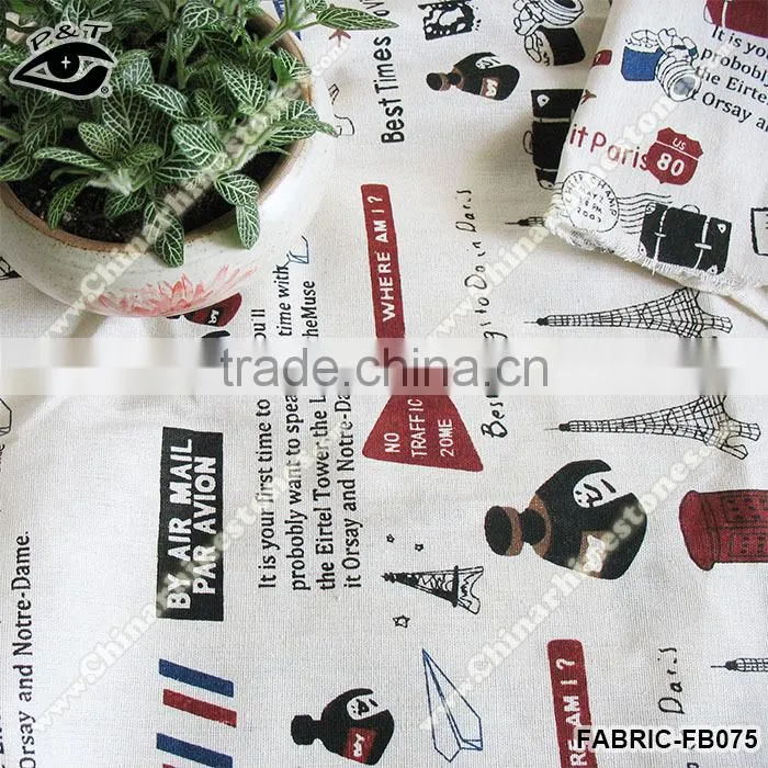 Simple Leaf Printed Fabric Linen Fabric