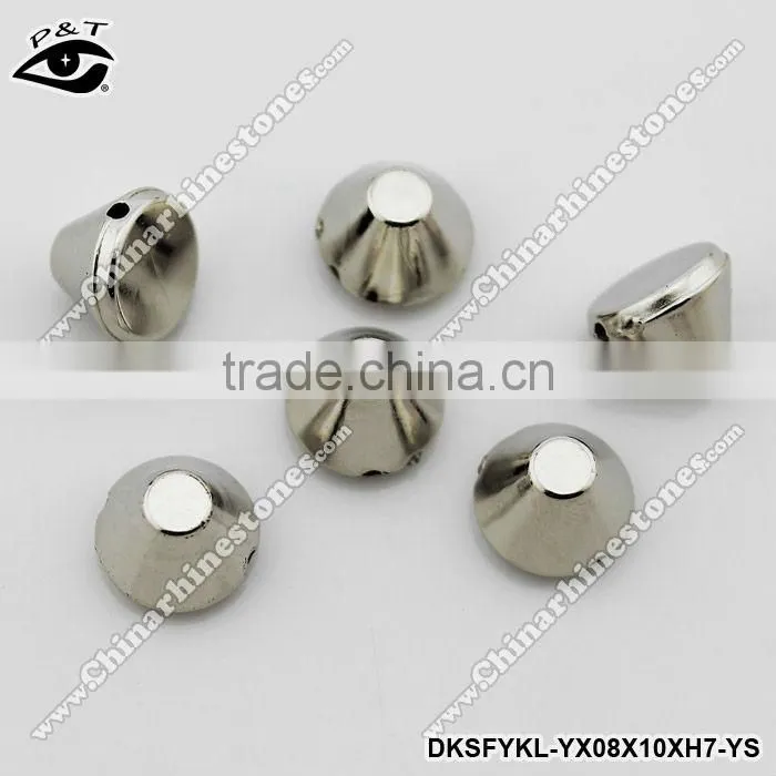8x6mm silver cone shape sew on spike studs for shoes clothing