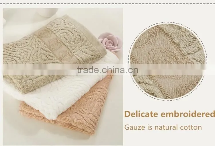 custom emboss logo hotel bath face hand towel