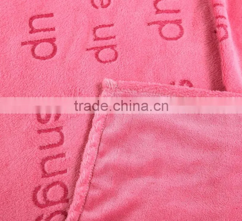 China wholesale 100 polyester letter printed pink sherpa blanket throw blanket