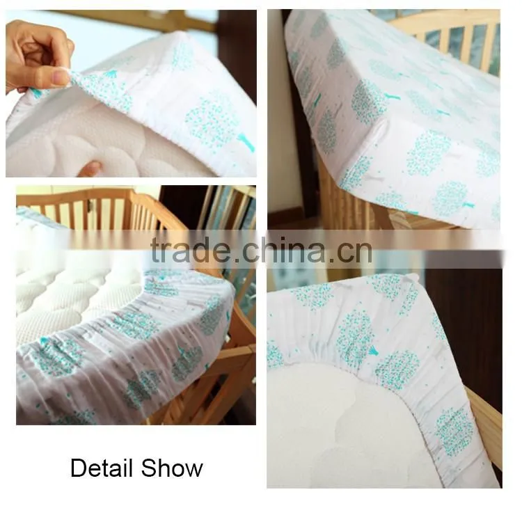 China suppliers 100% cotton fabric elastic fitted sheet for baby