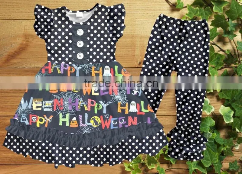 New remake design high quality Halloween clothing sets outfits boutique girl kids clothing