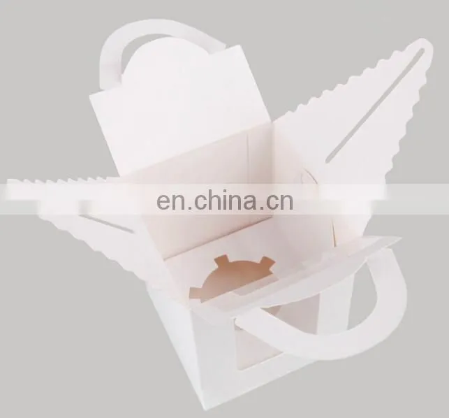 2015 folding art paper white color paper cake box with clear pvc window