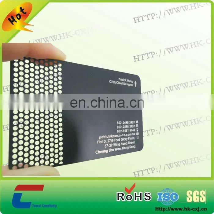 black printing stainless steel vip card