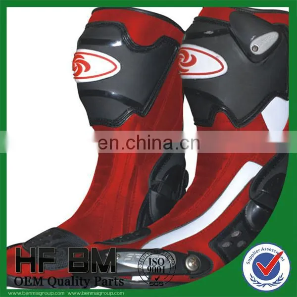 Good Price for Wholesale ! mens leather motorcycle racing boots (Black,white,red)