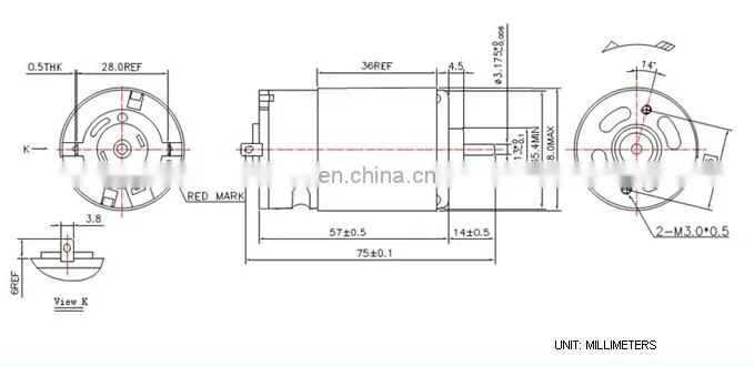 35.8mm 3.7V High speed DC motor with stainless steel shaft for blender motor, Juicer motor, Mixer Motor