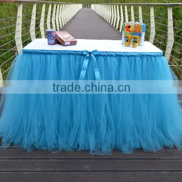 Tutu Tulle Table Skirt Cover Home Decoration Blue SD103