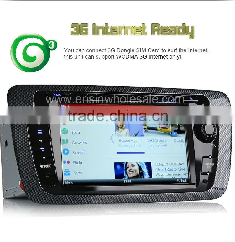 Erisin ES7695M 7" 2 Din Bluetooth Car Radio with GPS 3G for SEAT IBIZA