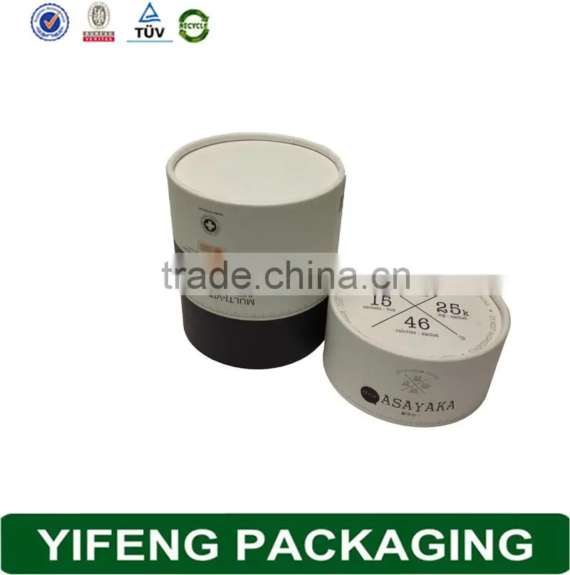 Round shape customized kraft paper packaging boxes with cap