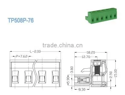 termin Block Female 7.62mm 300V 18A Pluggable Terminal Block Connector For Industry Control