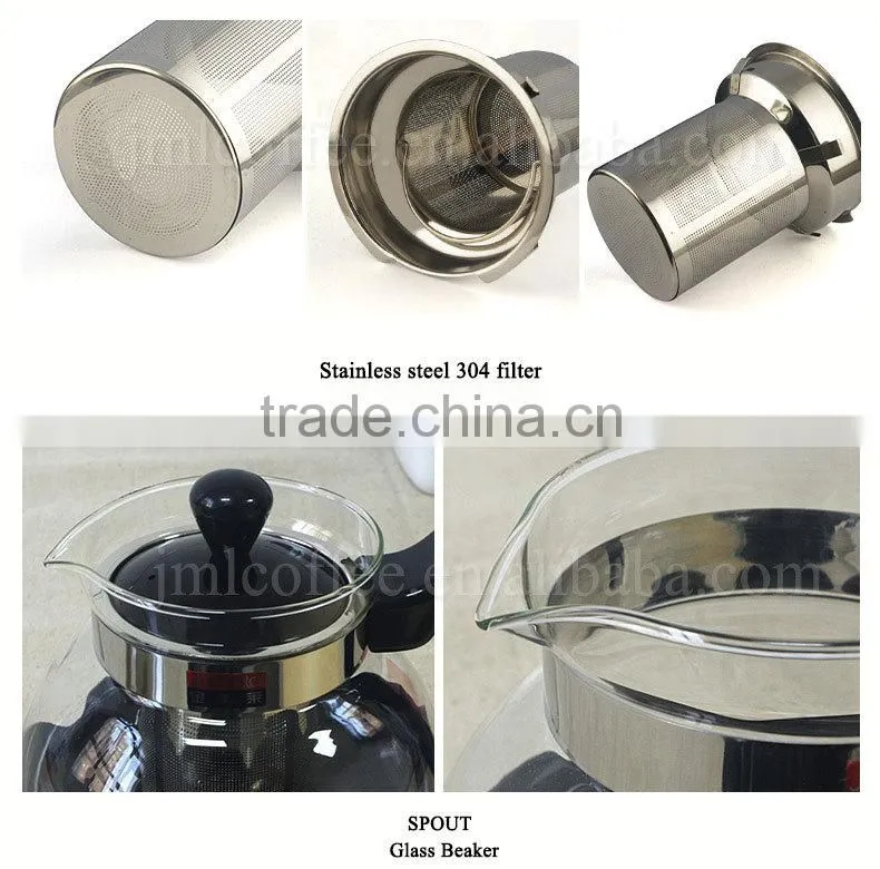 colorful PP plastic glass teapot with stainless steel filter