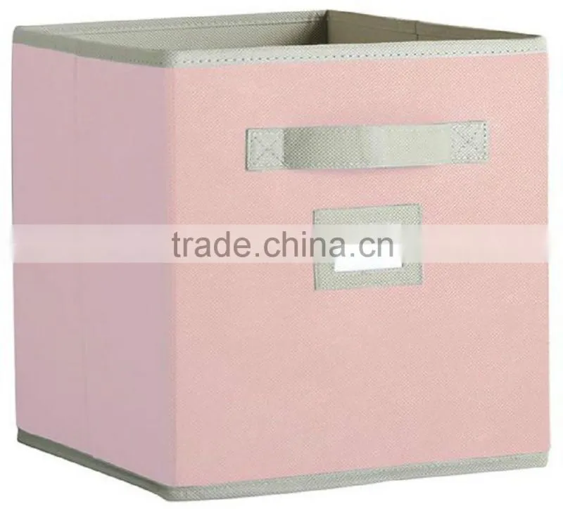 Non-woven storage boxes, Folding Basket with small pvc pocket