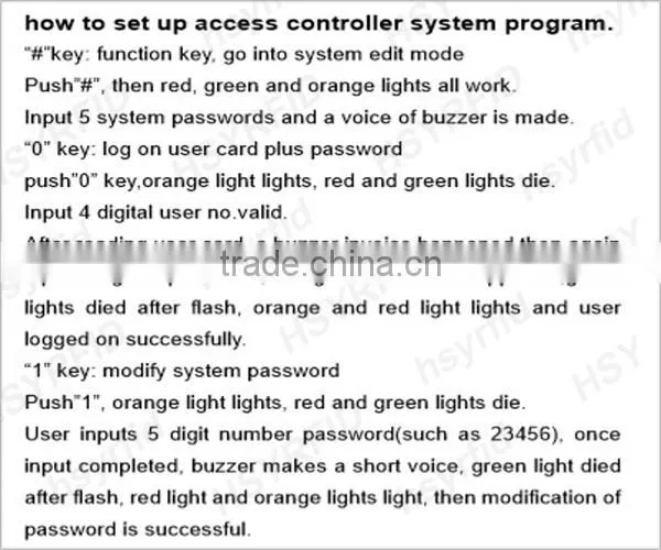 HSY-S187T Black door access control touch keypad stand alone rfid reader