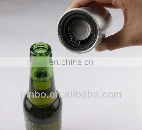 Promotional Aluminium Cylinder Beer Opener Push Automatic Metal Bottle Opener