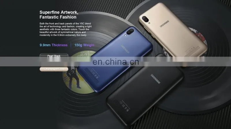 Face ID smartphone DOOGEE Y8C 6.1 inch Waterdrop Screen MTK6580 Quad Core 1GB+16GB Dual rear Cameras Android 8.1 3G mobile
