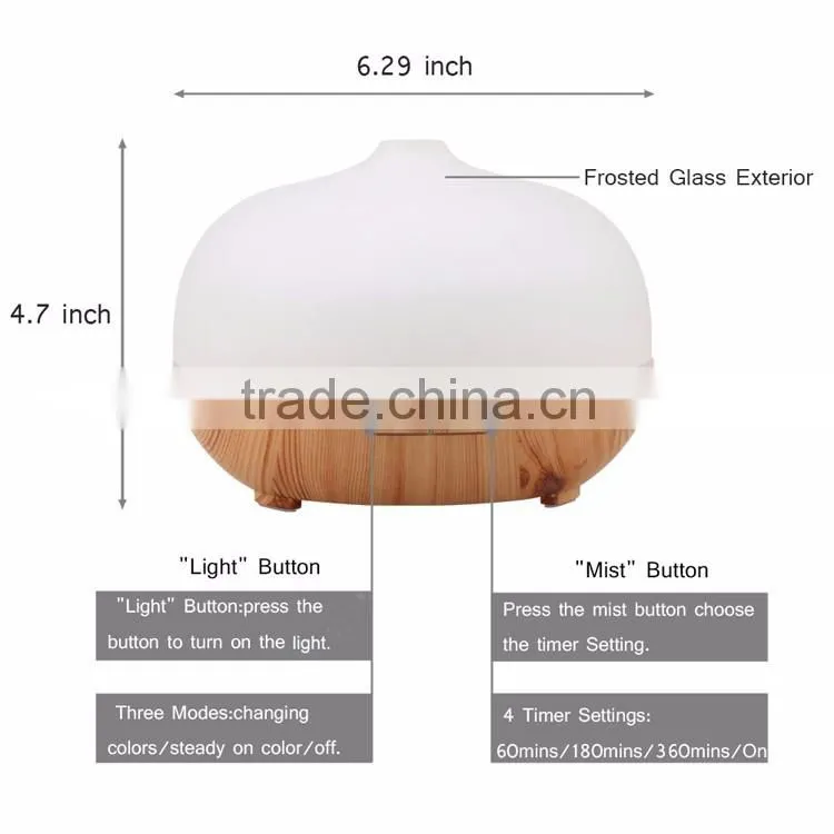 Frosted Glass Ultrasonic Aroma Essential Oil Diffuser with 7 Color Lights 300ml