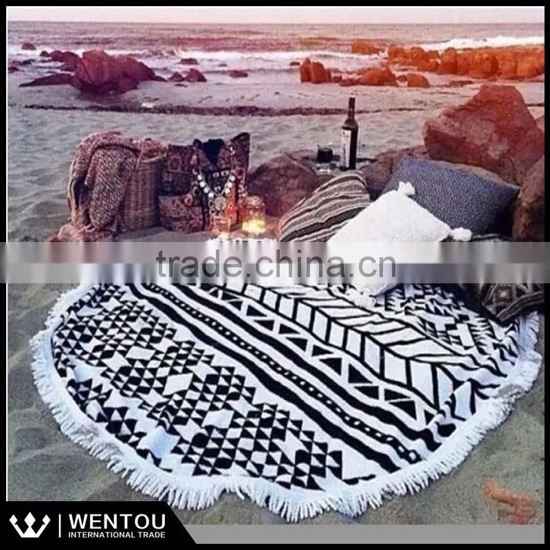 Bohemian Printed Round Beach Towel With Tassel